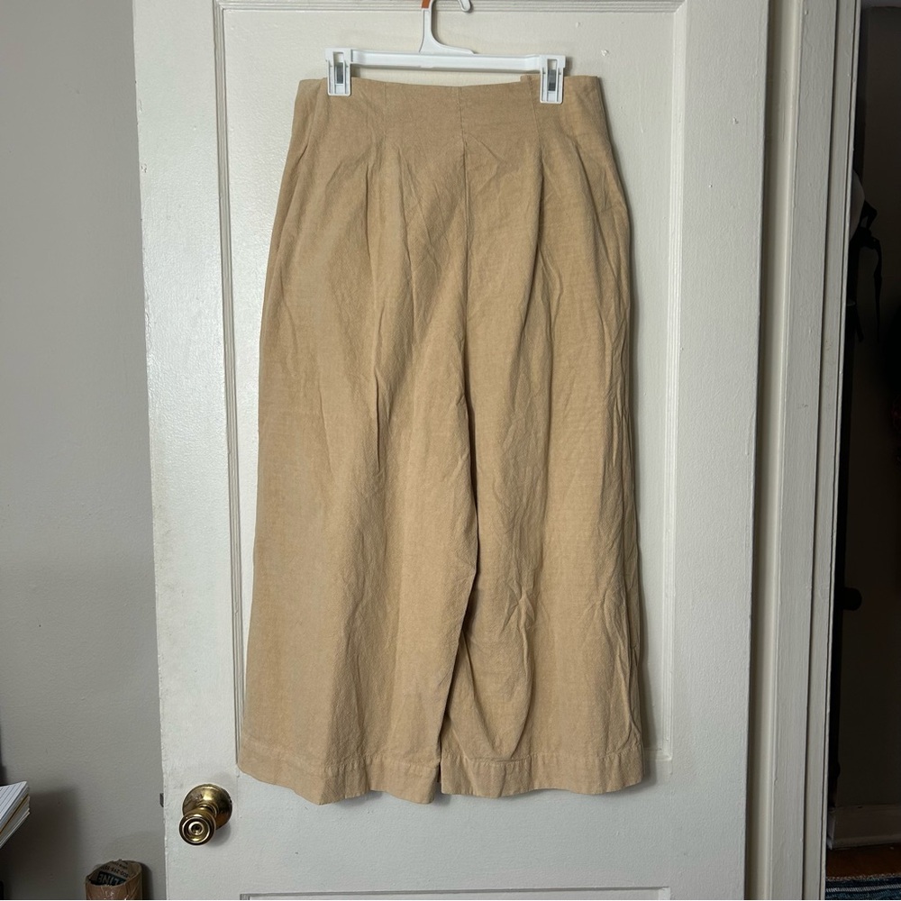 Free people golden yellow paperbag tie waist wide leg crop pants L high rise - Picture 8 of 9